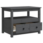 Tavolino da Salotto Grigio 71x49x55cm in Legno Massello di Pino