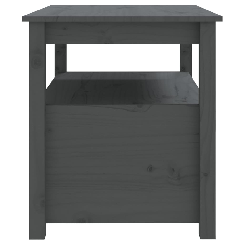 Tavolino da Salotto Grigio 71x49x55cm in Legno Massello di Pino