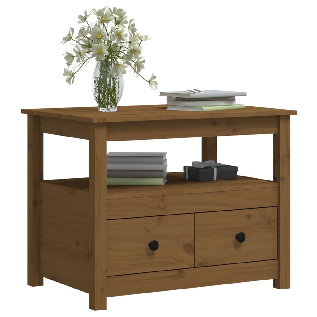 Tavolino da Salotto ambra 71x49x55 cm in Legno Massello di Pino