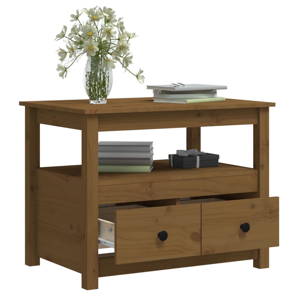 Tavolino da Salotto ambra 71x49x55 cm in Legno Massello di Pino