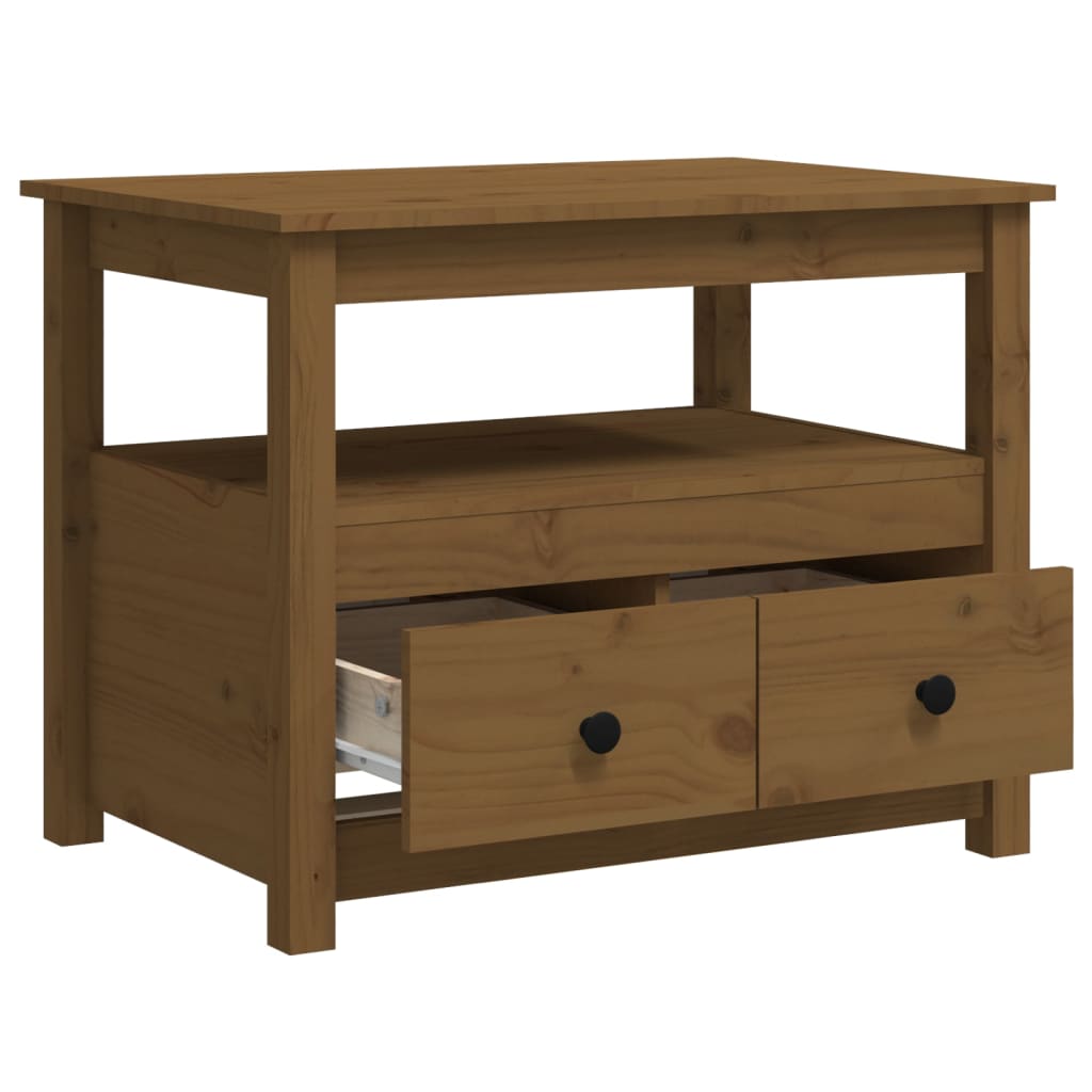 Tavolino da Salotto ambra 71x49x55 cm in Legno Massello di Pino