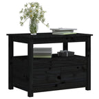 Tavolino da Salotto Nero 71x49x55cm in Legno Massello di Pino