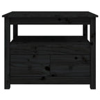Tavolino da Salotto Nero 71x49x55cm in Legno Massello di Pino