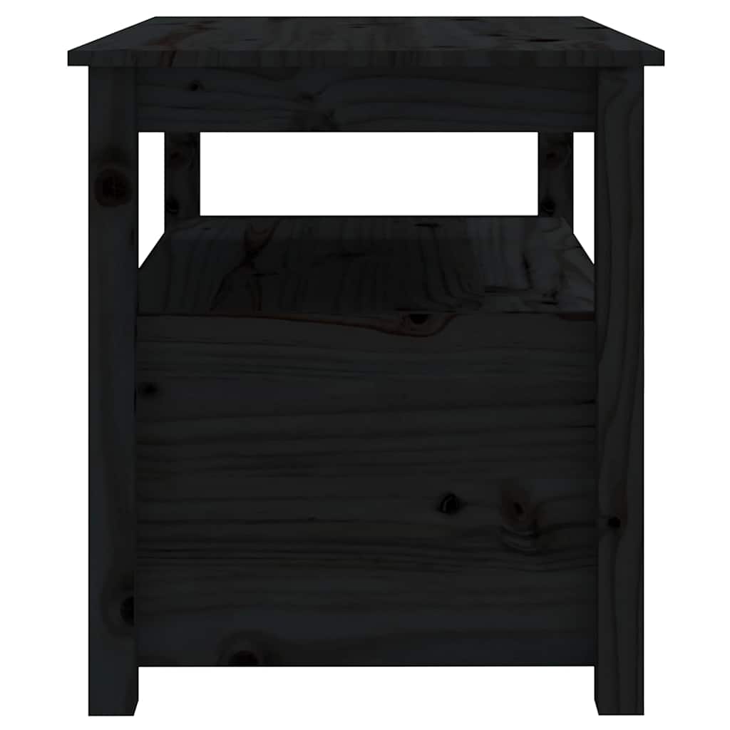 Tavolino da Salotto Nero 71x49x55cm in Legno Massello di Pino
