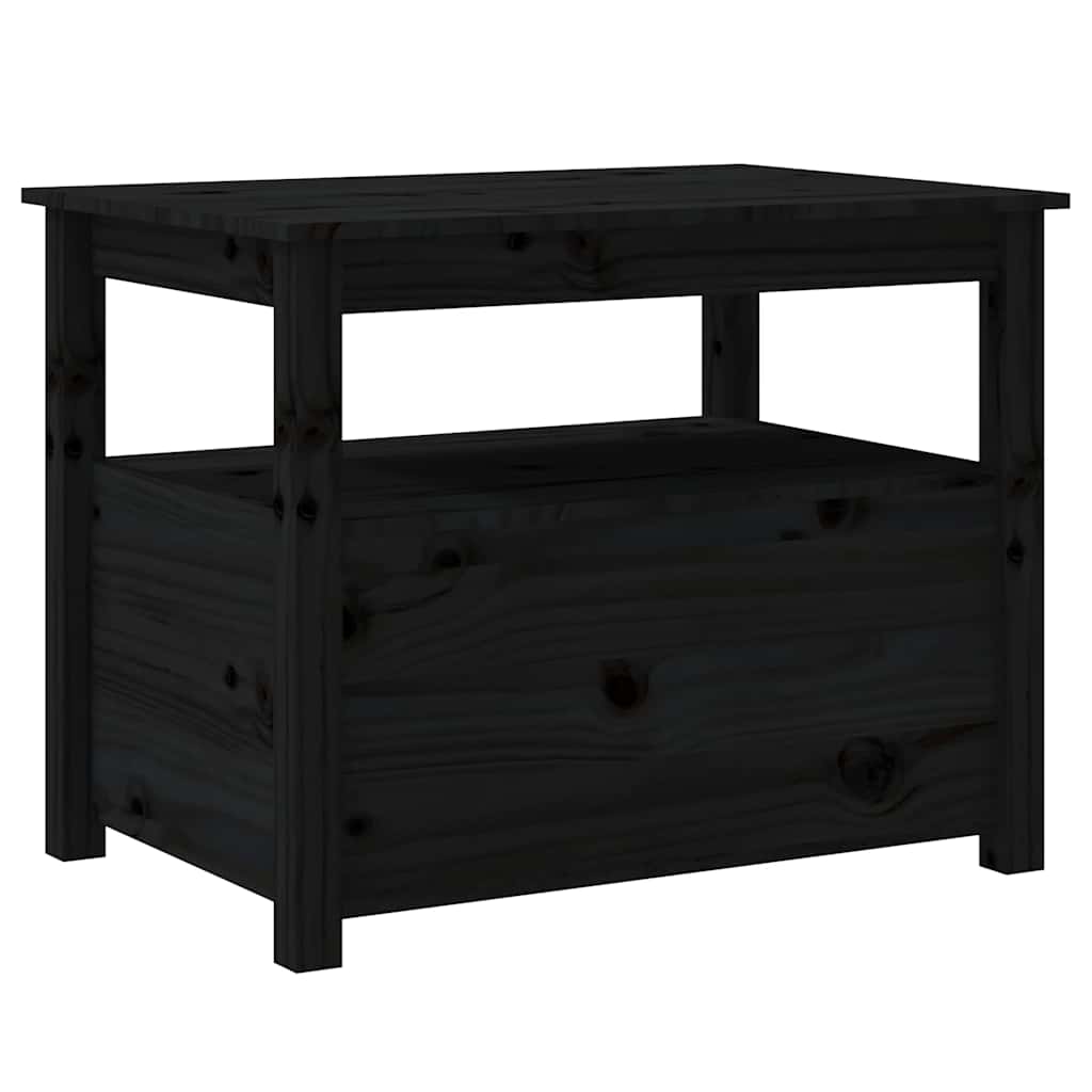 Tavolino da Salotto Nero 71x49x55cm in Legno Massello di Pino
