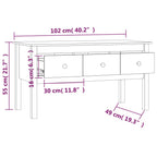 Tavolino da Salotto Nero 102x49x55 cm in Legno Massello di Pino