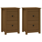 Comodini 2 pz ambra 40x35x61,5 cm in Legno Massello di Pino