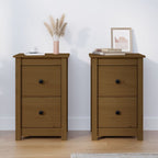 Comodini 2 pz ambra 40x35x61,5 cm in Legno Massello di Pino