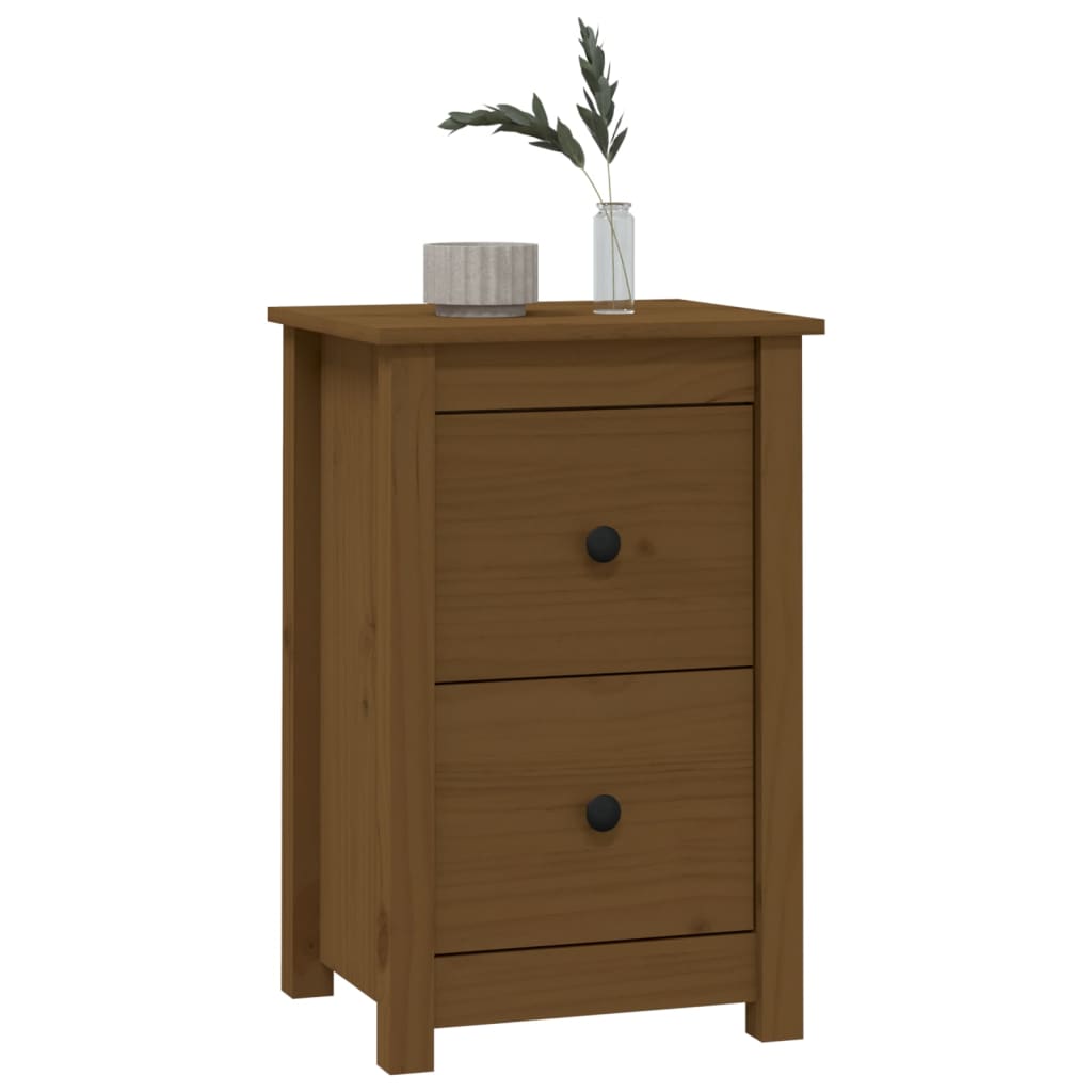 Comodini 2 pz ambra 40x35x61,5 cm in Legno Massello di Pino