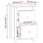 Comodini 2 pz ambra 40x35x61,5 cm in Legno Massello di Pino