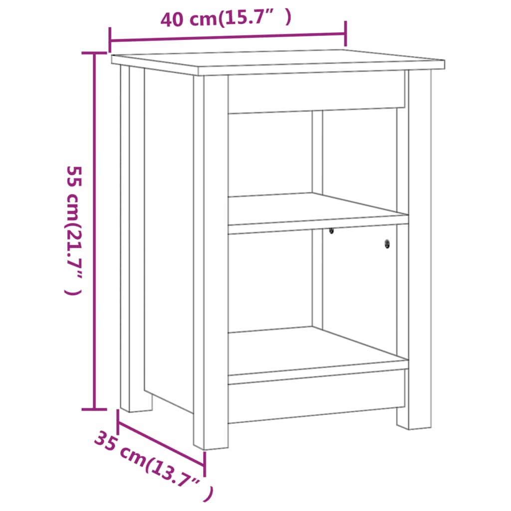 Comodino 40x35x55 cm in Legno Massello di Pino