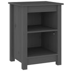 Comodino Grigio 40x35x55 cm in Legno Massello di Pino