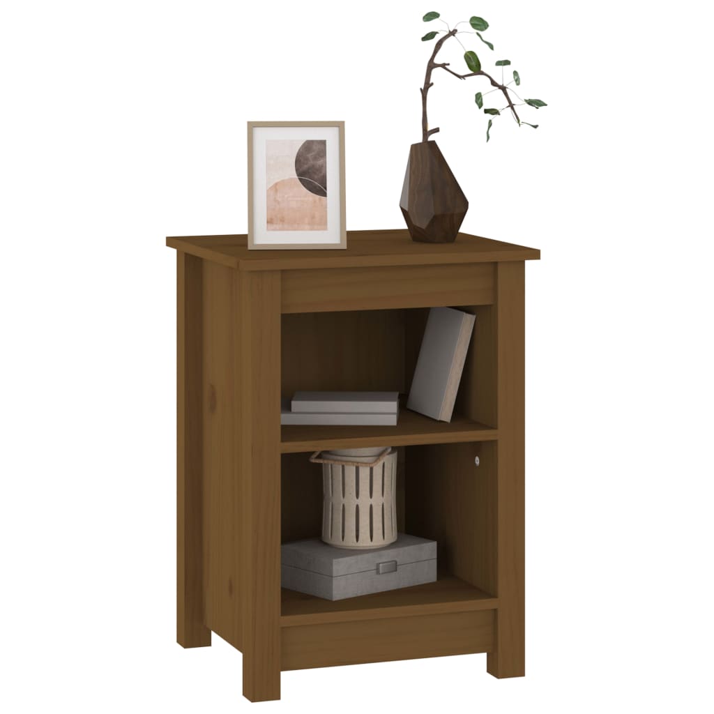 Comodino Marrone Ambrato 40x35x55 cm in Legno Massello di Pino