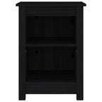 Comodino Nero 40x35x55 cm in Legno Massello di Pino