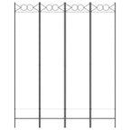 Divisorio a 4 Pannelli Bianco 160x200 cm Tessuto