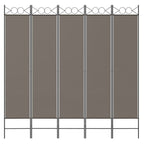 Divisorio a 5 Pannelli Antracite 200x200 cm Tessuto