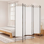 Divisorio a 4 Pannelli Bianco 240x200 cm Tessuto