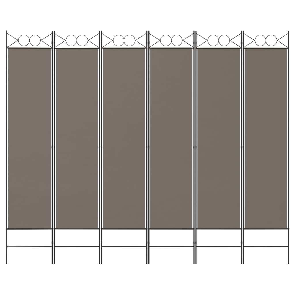 Divisorio a 6 Pannelli Antracite 240x200 cm Tessuto