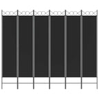 Divisorio a 6 Pannelli Nero 240x200 cm in Tessuto