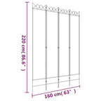 Divisorio a 4 Pannelli Bianco 160x220 cm Tessuto