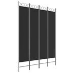 Divisorio a 4 Pannelli Nero 160x220 cm in Tessuto