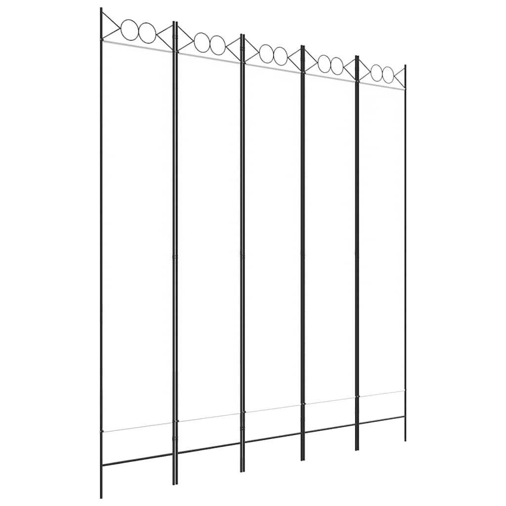 Divisorio a 5 Pannelli Bianco 200x220 cm Tessuto