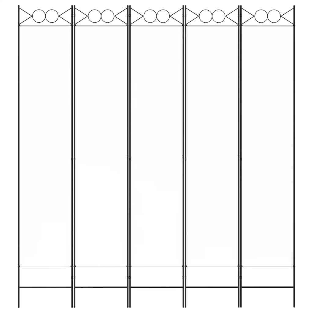 Divisorio a 5 Pannelli Bianco 200x220 cm Tessuto