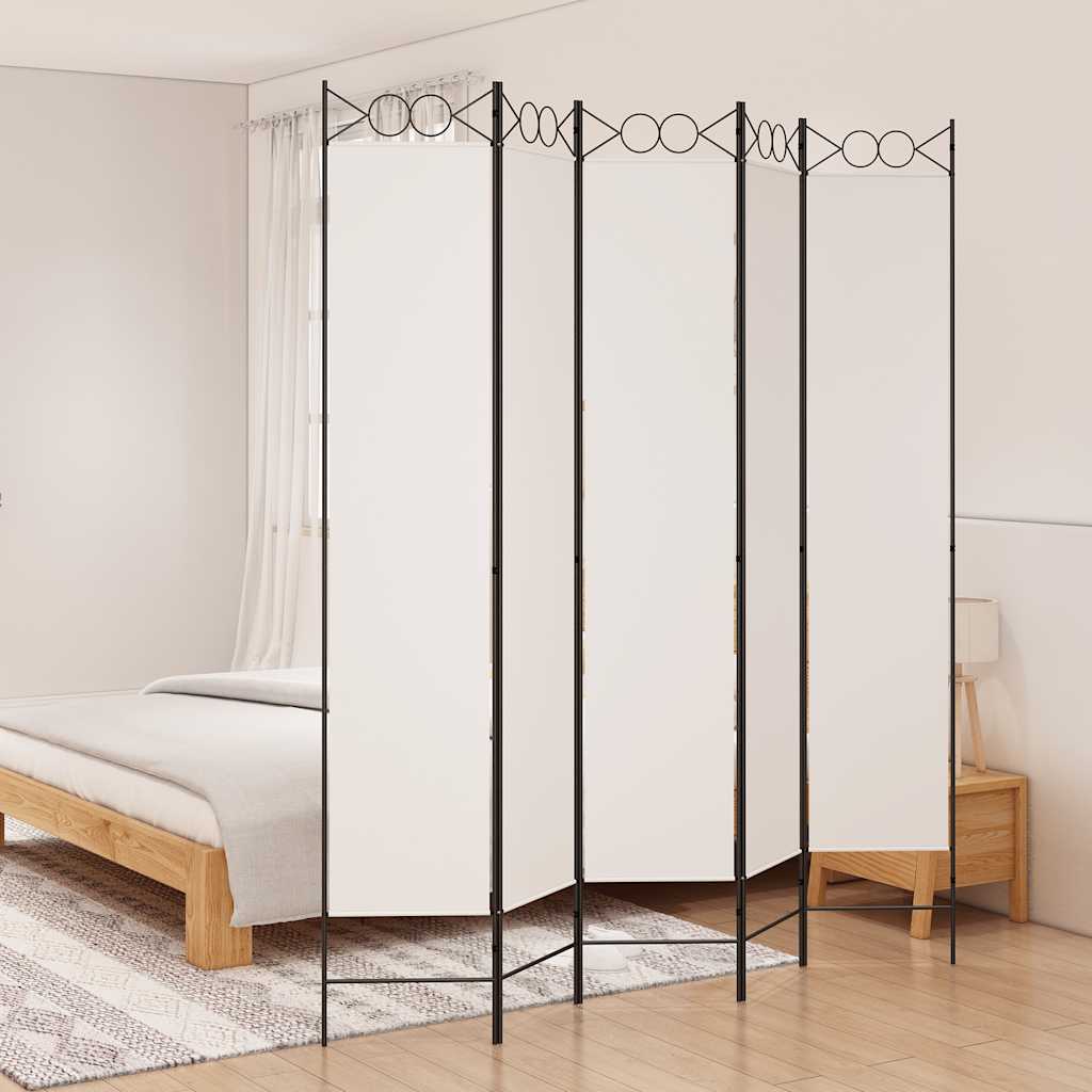 Divisorio a 5 Pannelli Bianco 200x220 cm Tessuto