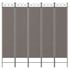 Divisorio a 5 Pannelli Antracite 200x220 cm Tessuto