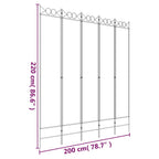 Divisorio a 5 Pannelli Antracite 200x220 cm Tessuto