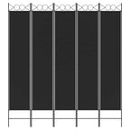 Divisorio 5 Pannelli Nero 200x220 cm Tessuto