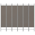 Divisorio a 6 Pannelli Antracite 240 x 220 cm Tessuto