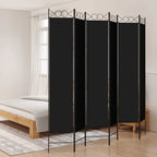 Divisorio a 6 Pannelli Nero 240 x 220 cm in Tessuto