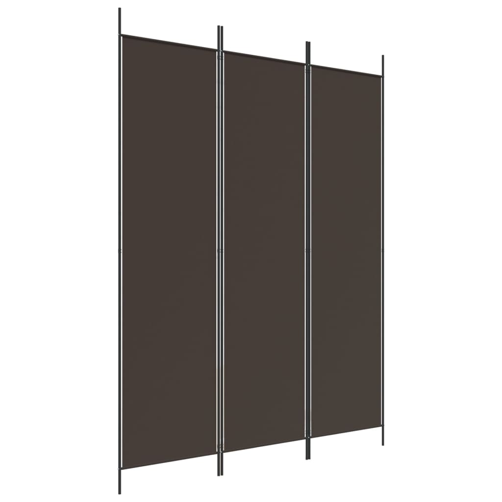 Divisorio a 3 Pannelli Marrone 150x200 cm in Tessuto