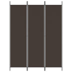 Divisorio a 3 Pannelli Marrone 150x200 cm in Tessuto