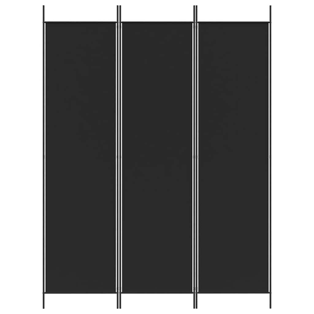 Divisorio a 3 Pannelli Nero 150x200 cm in Tessuto