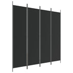 Divisorio a 4 Pannelli Nero 200x200 cm in Tessuto