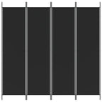 Divisorio a 4 Pannelli Nero 200x200 cm in Tessuto