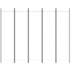 Divisorio a 5 Pannelli Bianco 250x200 cm Tessuto