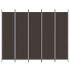 Divisorio a 5 Pannelli Marrone 250x200 cm in Tessuto