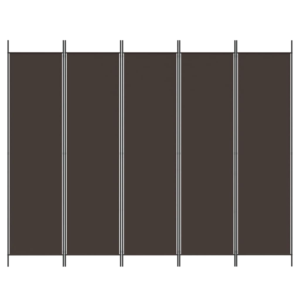 Divisorio a 5 Pannelli Marrone 250x200 cm in Tessuto