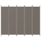 Divisorio a 5 Pannelli Antracite 250x200 cm Tessuto