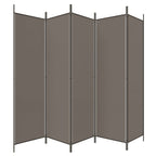 Divisorio a 5 Pannelli Antracite 250x200 cm Tessuto