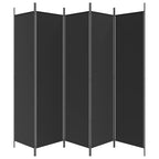 Divisorio 5 Pannelli Nero 250x200 cm Tessuto