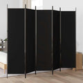 Divisorio 5 Pannelli Nero 250x200 cm Tessuto
