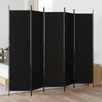 Divisorio 5 Pannelli Nero 250x200 cm Tessuto