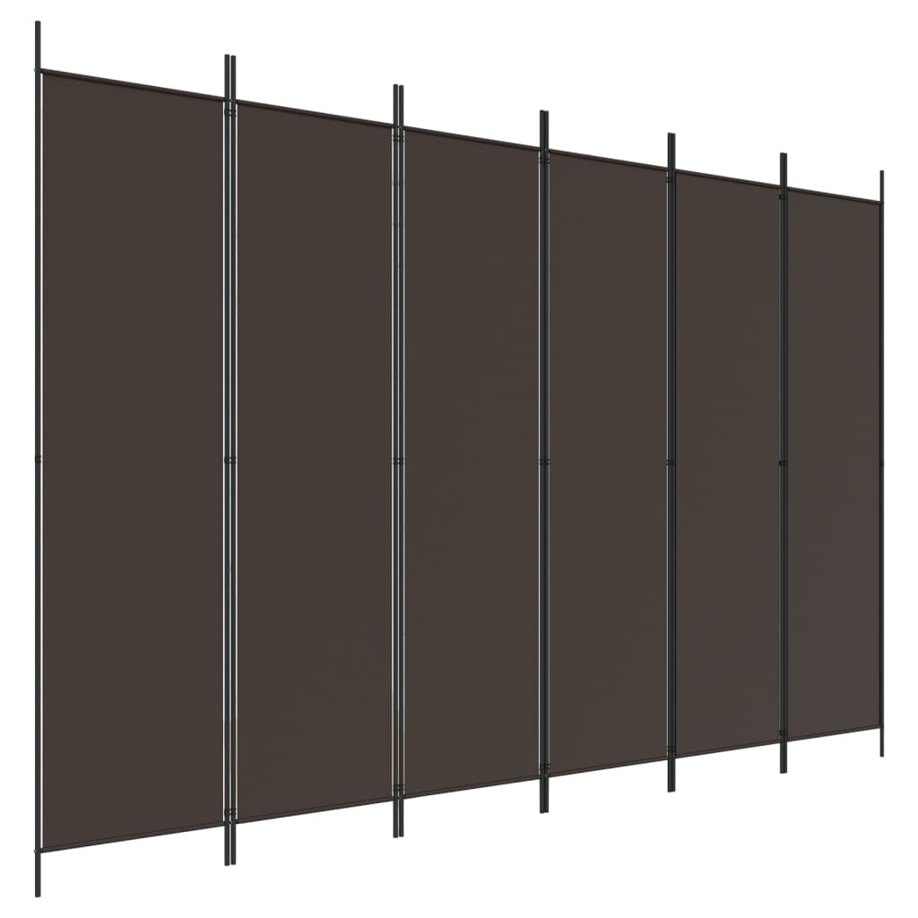 Divisorio a 6 Pannelli Marrone 300x200 cm in Tessuto