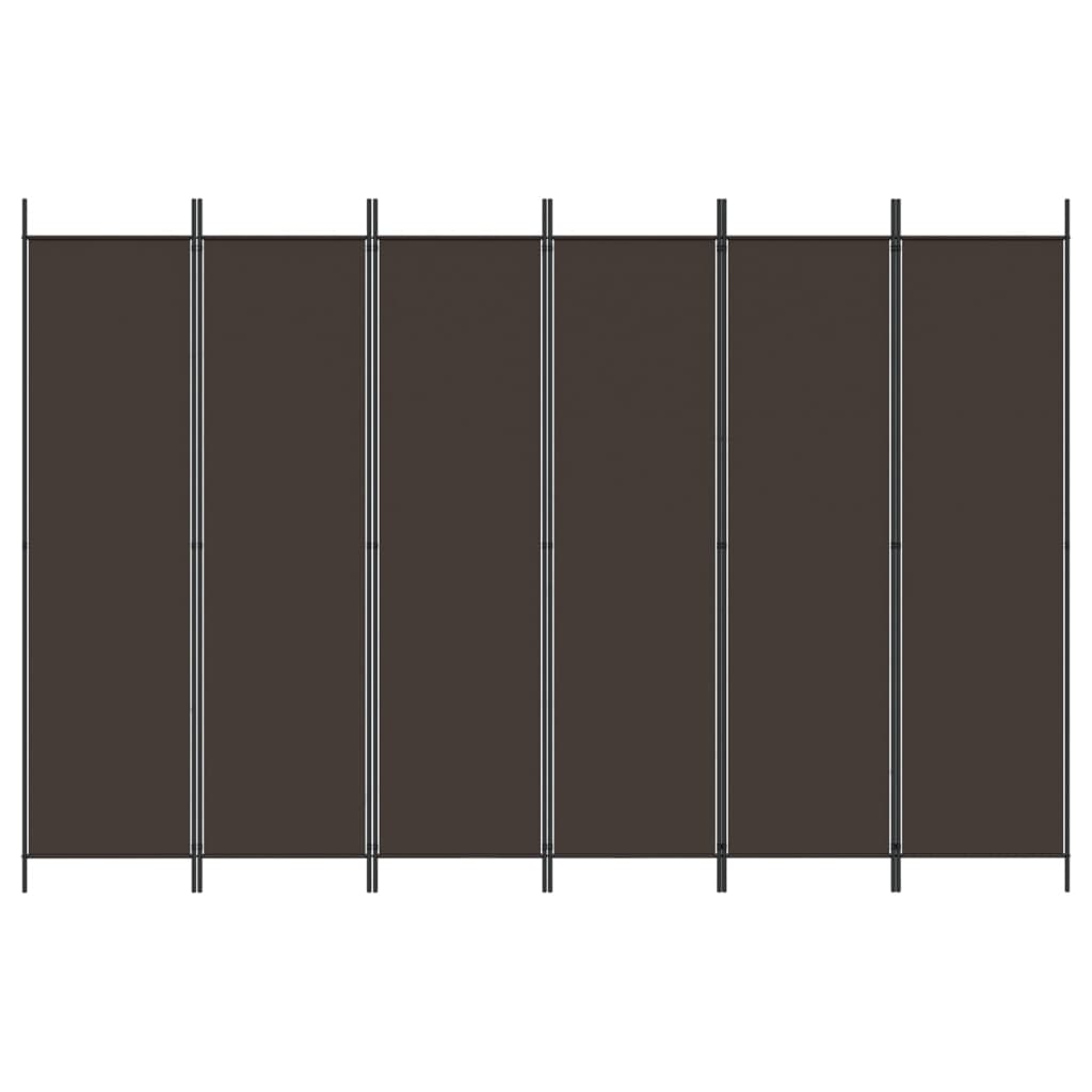 Divisorio a 6 Pannelli Marrone 300x200 cm in Tessuto