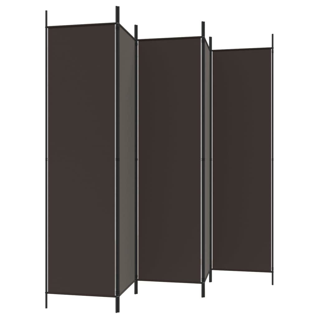 Divisorio a 6 Pannelli Marrone 300x200 cm in Tessuto