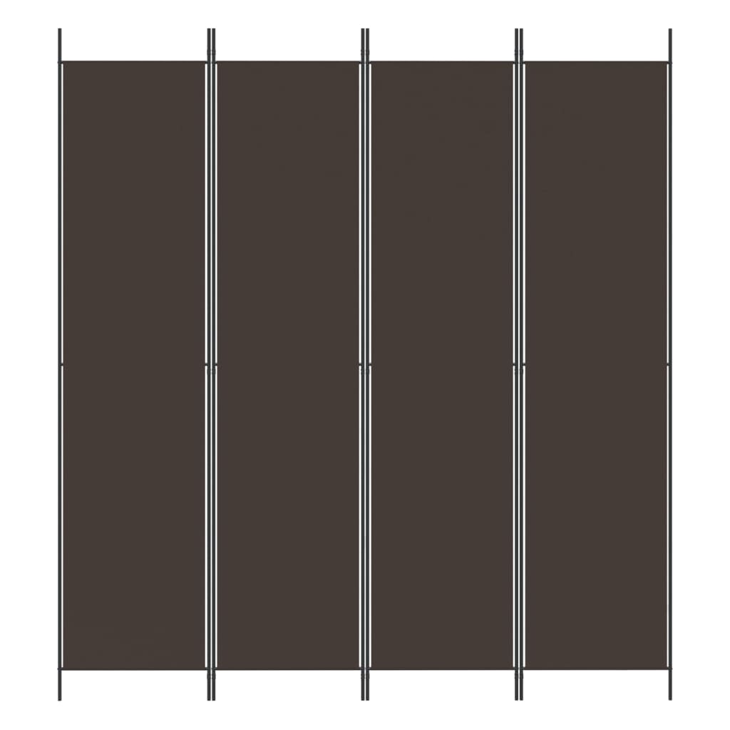Divisorio a 4 Pannelli Marrone 200x220 cm in Tessuto